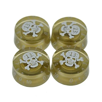 Immagine di Dopro Manopole di controllo per chitarra e velocità, 4 pezzi, color oro con numeri bianchi, LP
