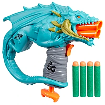 Immagine di Nerf Dungeons &amp; Dragons blaster Rakor, 4 dardi Elite 2.0, giochi all&#039;aperto per bambini e bambine, D&amp;D dagli 8 anni in su