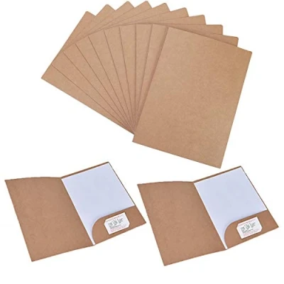 Immagine di Cartellina Portadocumenti A4 Cartoncino File di Carta kraft 350 gsm con Tasche Scomparto per Presentazioni, Progetti e Documenti, Cartelline in (12, Marrone)