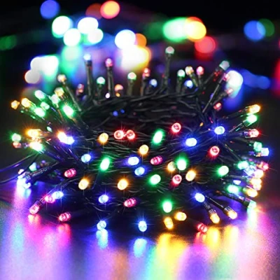 Immagine di BrizLabs Luci di Natale Multicolor 10M 100 LED Stringa Batteria 8 Modalità Impermeabile Cavo Verde Catena Luminosa Interno Decorazioni Natalizie per Giardino, Albero Natale, Matrimonio