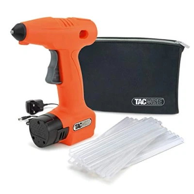 Immagine di Tacwise 1560 H12 7 Pistola per Colla a Caldo Batteria da 12 V con 30 Bastoncini di e Borsa in Neoprene, Arancione