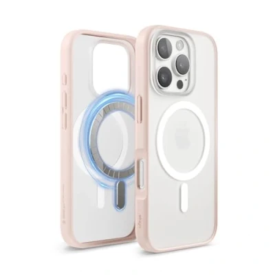 Immagine di elago Cover Magnetica Trasparente Ibrida Custodia Compatibile con iPhone 16 Pro 6.3 MagSafe, Tecnologia PC + TPU, Paraurti Antiurto (Matt Fragola)