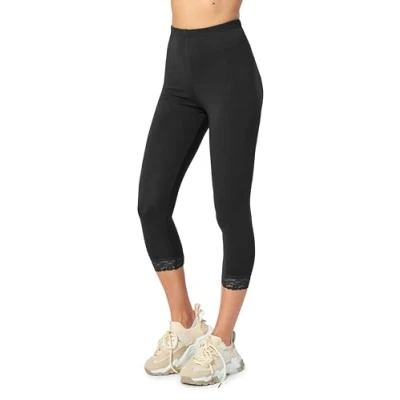 Immagine di Merry Style Leggings 3/4 con Pizzo Donna MS10 224 (Nero, XS)