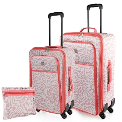 Immagine di ITACA Set Valigie Morbide. Valigia Bagaglio a Mano Durevole Trolley con Serratura Combinazione. di Valigie, Beige Corallo