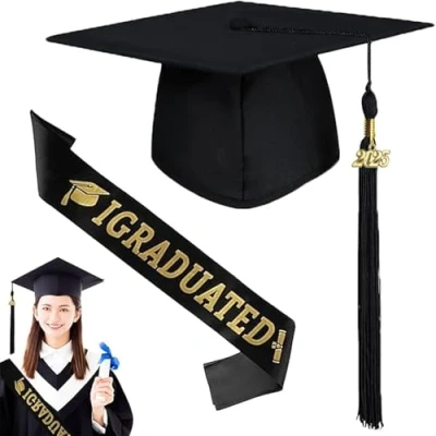 Immagine di Gxlaihly Cappello laurea,Cappello da laureato,Cappello laurea unisex,Cappello laurea,Tocco regolabile,Berretto diploma,Per diploma berretto universitario adulti (A)