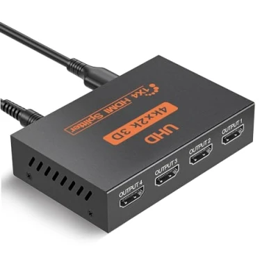 Immagine di Splitter HDMI 1 in 4 out a vie con Supporto 3D 4K 1080P Video 1X4, Porte per PS3/4, Xbox, HDTV, lettore DVD, Monitor, Proiettore