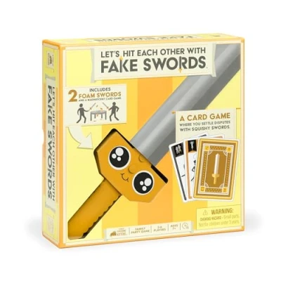 Immagine di Exploding Kittens Presents: Let&#039;s Hit Each Other With Fake Swords Sword Fighting Card &amp; Board Games For Family Fun Adults, Teens Kids Age 7+ 3 6 Players Includes 2 Foam Swords, 72 Cards