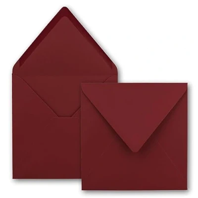 Immagine di Buste quadrate,/Rosso scuro, pesante qualità molto resistente 110 G/M², 158 X mm, nassklebung, pizzo Patta//AUS der Serie colore froh von neuser. 100 Umschläge rosso scuro