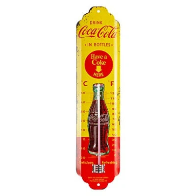 Immagine di TFA Dostmann NOSTALGIC ART Coca Cola Termometro Giallo, Rosso