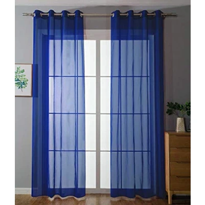 Immagine di Gardinenbox 203322 Set di 2 tende trasparenti con occhielli, chiusura a nastro, 175 x 140 cm (altezza larghezza), colore: blu reale