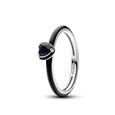 Immagine di PANDORA ME Anello con cuore in argento 9 cristallo nero e smalto nero, 58