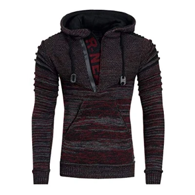 Immagine di Rusty Neal Felpa da uomo con cappuccio, elasticizzata, a maglia, effetto 343, Bordeaux, L
