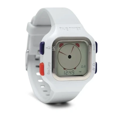 Immagine di TIME Timer Orologio — per il conto alla rovescia analogico e digitale visivo di 12 o 24 ore bambini, l&#039;esecuzione test tracker dell&#039;allenamento (bianco artico, piccolo)
