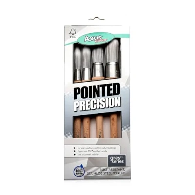 Immagine di Axus Décor Set di 4 pennelli precisione appuntiti, colore: Grigio