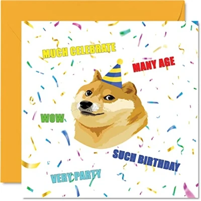 Immagine di Biglietti di compleanno divertenti per uomini e donne Doge Meme mamma, papà, fratello, sorella, figlio, figlia, nan, nonno, 145 mm x mm, scherzo umoristico 30