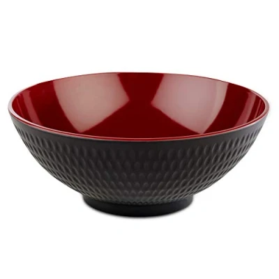 Immagine di APS &quot;Asia Plus ciotola in melamina quasi infrangibile, di plastica versatile impilabile, insalatiera, nero/rosso, Ø 24 cm, 2,2 litri.
