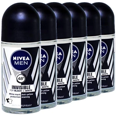 Immagine di Nivea Men invisible for Black &amp; White Roll On 50 ml 6 pezzi per confezione