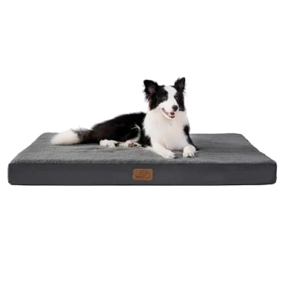 Immagine di Bedsure Cuscino per Cane Gande Materassino Cani Taglia Grande Interno Sfoderabile Lavabile 112x81x7,6 cm Grigio