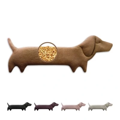 Immagine di LESCHI cuscino cervicale termico per microonde, 100% cotone e grano biologico, cane marrone, riscaldante ideale come fonte di calore in inverno alleviare tensioni a spalla schiena collo