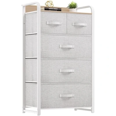 Immagine di YITAHOME Cassettiera in tessuto con 5 cassetti,Robusta struttura metallica, Salvaspazio Camera da Letto,Cassettiera Armadio,grigio chiaro