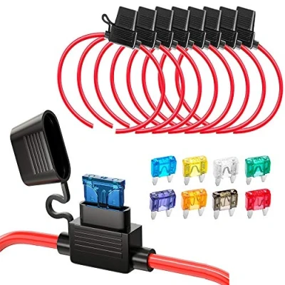 Immagine di Gebildet 8pcs 32V 20A Portafusibile di Piccolo Lame, 12AWG ATC In Line, Protezione Sovraccarico con Fusibile Piccola (3A/5A/7.5A/10A/15A/20A/25A/30A), per Auto Barca Motocicletta