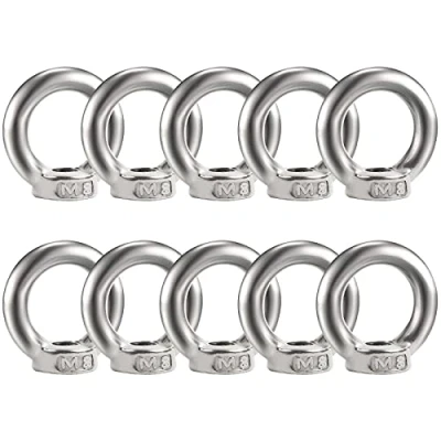 Immagine di Bolatus 10 dadi ad anello M8 in acciaio inox 304, occhiello, anello, oculari, occhielli per il sollevamento di accessori