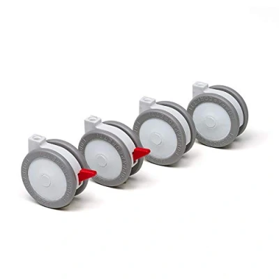 Immagine di Foppapedretti 4 Ruote Nylon Gommate, Ricambio per Lettini e Bagnetti, Piroettanti Antigraffio, 2 con Freno, Sostituzione Semplice, Rendono Agevolo lo Spostamento, Bianco