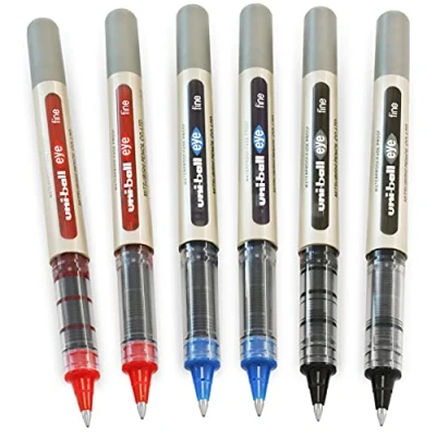 Immagine di uni ball Eye UB 157 Penna a sfera con punta da 0,7 mm, confezione 6, colore: nero, blu, rosso