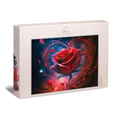 Immagine di Ulmer Puzzleschmiede puzzle a forma di cuore &quot;Valentin&quot; da 1000 pezzi simbolo che include la filigrana rosa rossa il San Valentino Qualità Made in Germany