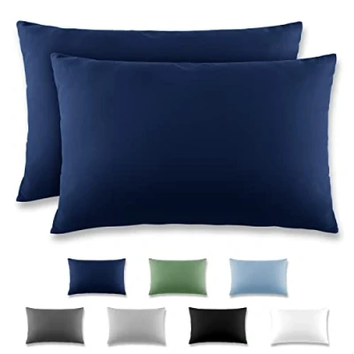 Immagine di REDKEY Coppia di Federe 40 x 60 cm, Set 2 Tessuti per Cuscino Letto, con Coperchio Ribaltabile (senza Cerniera), 100% Microfibra è morbida e traspirante，Blu scuro