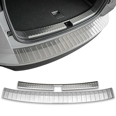 Immagine di Protezione paraurti in acciaio inox opaco per interni ed esterni, battitacco, compatibile con Skoda Karoq NU7 anno di costruzione dal 2017 &gt; qualità premium Recambo