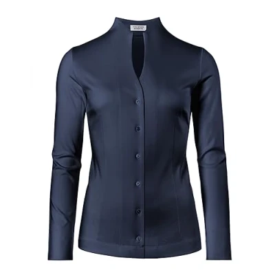 Immagine di Vincenzo Boretti Leicht Tailliert Kelchkragen Camicia, Donna, Taglia: 40, Dunkelblau