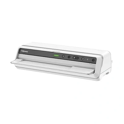 Immagine di Fellowes plastificatrice a caldo Venus A3, formato fino 250 micron, per ufficio, riscaldamento rapido, con retromarcia e modalità riposo, colore bianco, incluso starter pack di 10 pouches