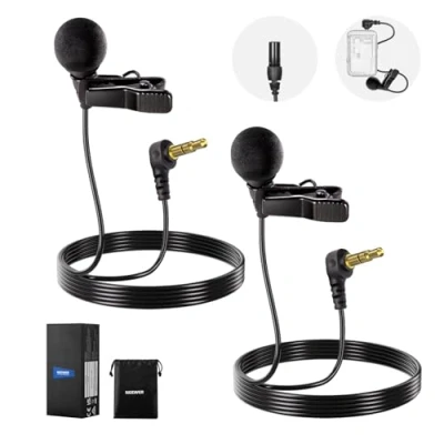 Immagine di NEEWER Mini Microfono Lavalier ø4mm (2pz), Mic Lav da Bavero a Condensatore Cablato con Clip Connettore TRS 3,5mm 1,5m Compatibile DJI 2 Rode Wireless Go II CM28 CM31 Fotocamera, LM8