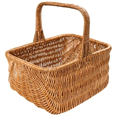 Immagine di Creative Home Cestino Vimini con Manico Olandese Cesto Funghi Picnic Decorativo 42 x 32 40 cm (+/ 1 cm) Tessuto Fatto a Mano Durevole Salice Naturale Marrone Spesso Multiuso