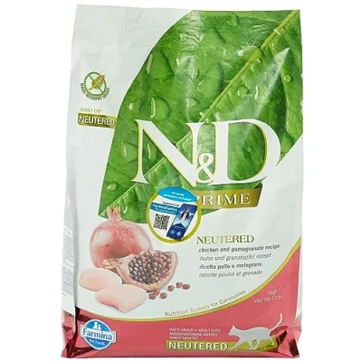 Immagine di Farmina N&amp;D Prime Grain Free Neutered Pollo e Melograno Crocchette gatto Set %: 2 x 5 kg