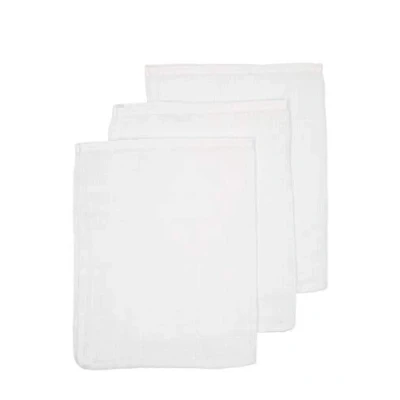Immagine di Meyco 458000 Set di 3 guanti da bagno in mussola, 21 x 17 cm, 100% cotone, colore: Bianco