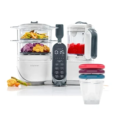 Immagine di Babymoov Nutribaby(+) Set di robot da cucina multifunzione, colore: bianco, vaporizzatore e 3 Babybol 250 ml