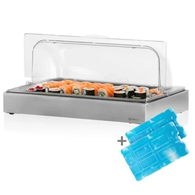 Immagine di Mahlzeit Piatto da portata refrigerante 54 x 34 24,5 cm GN 1/1 con cofano, sistema di raffreddamento pancetta salvafreschezza, coperchio 2 piatti