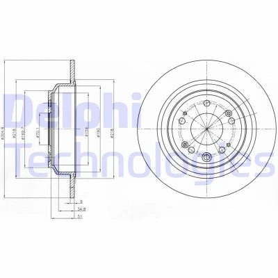 Immagine di DELPHI Disco freno HONDA: ACCORD 8 Kombi, 305mm 9mm 5 pieno rivestito BG4196C 42510TL0G50,42510TL0G51 Dischi freno, dei freni