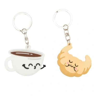 Immagine di Mr. Wonderful Set di 2 Portachiavi Caffè e croissant personalizzati da regalo Regali personalizzati, multicolore, Estandar