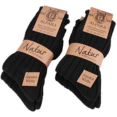 Immagine di Brubaker 4 Paia di Calze 100% Alpaca Set Invernali per Uomini e Donne Nero Taglia EU 47 50 / IT 45 48