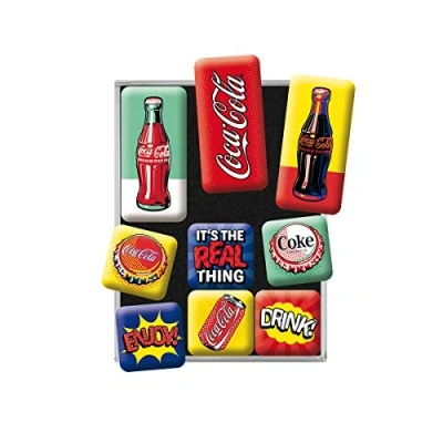 Immagine di Nostalgic Art Set di Magneti vintage, Coca Cola Pop Idea regalo per amanti della Coke, Decorazione del frigorifero, Design nostalgico, 9 pezzi
