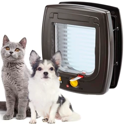 Immagine di Ferplast Swing 5 Gattaiola Universale Cani e Gatti 4 modalità Chiusura Selezionabili Sistema Antivento Ammortizzatore Anti Oscillazione Magnetico Indicatore Direzione Marrone