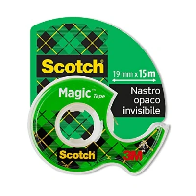 Immagine di Scotch Nastro adesivo Magic 1 Rotolo da 19 mm x 15 m su Dispenser portatile Trasparente Opaco e Scrivibile Ottimo per Casa, Ufficio Scuola