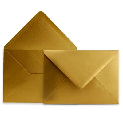 Immagine di Colours 4 you 50 buste per lettere, formato DIN C6, 11,4 x 16,2 cm, con aletta chiusura a linguetta punta da inumidire, colore: oro, cm
