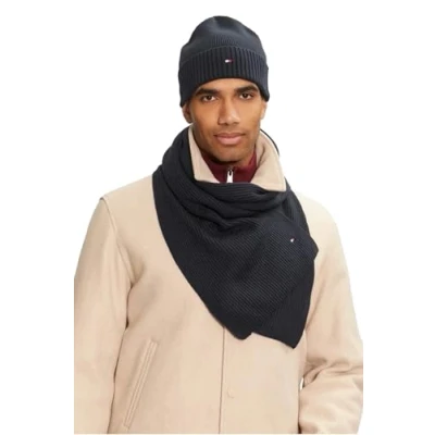 Immagine di Tommy Hilfiger FLAG Beanie &amp; Scarf Unisex SET Sciarpa, Taglia: One Size, Space blue