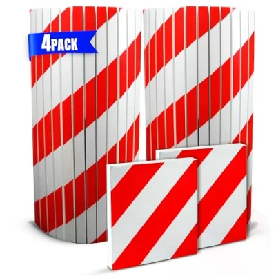 Immagine di protezione colonne garage 4 pezzi adatto a circolari, parcheggio riflettente per porte e paraurti auto (2 pz 40 x 25 20 cm flessibile + 2 lisci) (rosso)