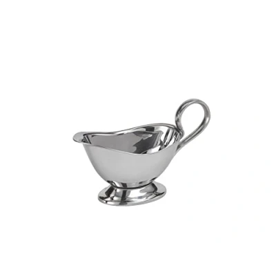 Immagine di APS 40204 Sauceboat, 16 cm x 7,5 cm, altezza 9 18/8 in acciaio inox, 0,15 litri, con base, calibro più pesante