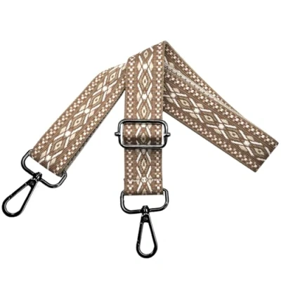 Immagine di Tracolla per Borsa Donna Regolabile, Cinghie Colorata, Tracolle Larga 3.8cm con Nero Moschettoni Crossbody Accessori, Marrone Chiaro, N28